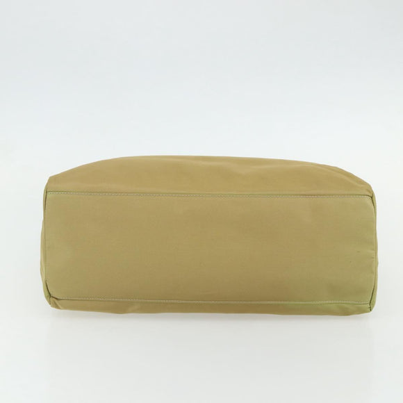 PRADA Hand Bag Nylon Beige Silver Auth ti3872