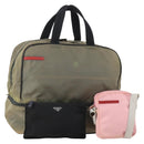 PRADA Sports Hand Bag Nylon 3 Set Black Pink khaki Auth ti3874-1