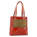 PRADA Tote Bag Patent leather Red Silver Auth ti3877-1