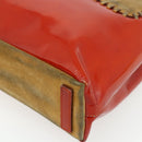 PRADA Tote Bag Patent leather Red Silver Auth ti3877-8