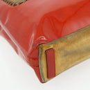PRADA Tote Bag Patent leather Red Silver Auth ti3877-15