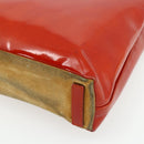 PRADA Tote Bag Patent leather Red Silver Auth ti3877-16
