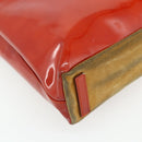 PRADA Tote Bag Patent leather Red Silver Auth ti3877-17