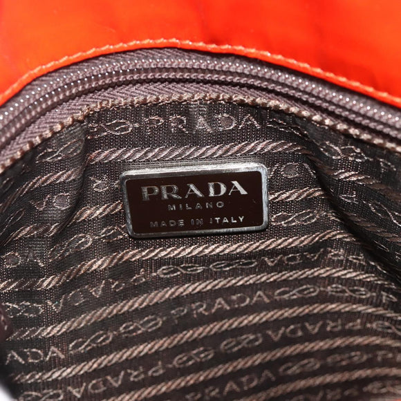 PRADA Tote Bag Patent leather Red Silver Auth ti3877