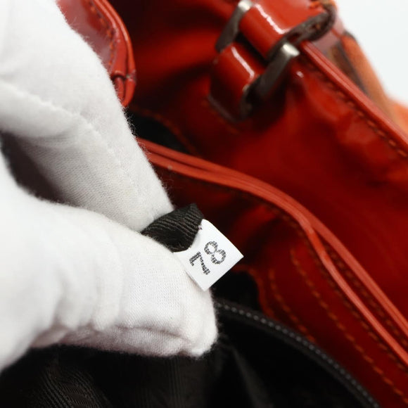 PRADA Tote Bag Patent leather Red Silver Auth ti3877