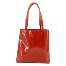 PRADA Tote Bag Patent leather Red Silver Auth ti3877-2