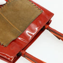 PRADA Tote Bag Patent leather Red Silver Auth ti3877-6