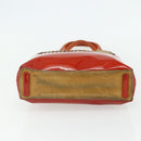 PRADA Tote Bag Patent leather Red Silver Auth ti3877-5