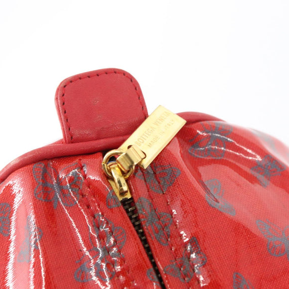 BOTTEGA VENETA Boston Bag PVC Canvas Red Gold Auth ti3886A