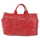 BOTTEGA VENETA Boston Bag PVC Canvas Red Gold Auth ti3886A-13