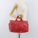 BOTTEGA VENETA Boston Bag PVC Canvas Red Gold Auth ti3886A-21