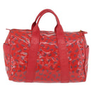 BOTTEGA VENETA Boston Bag PVC Canvas Red Gold Auth ti3886A-2