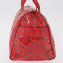 BOTTEGA VENETA Boston Bag PVC Canvas Red Gold Auth ti3886A-3