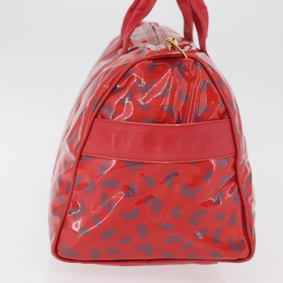 BOTTEGA VENETA Boston Bag PVC Canvas Red Gold Auth ti3886A