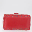 BOTTEGA VENETA Boston Bag PVC Canvas Red Gold Auth ti3886A-5