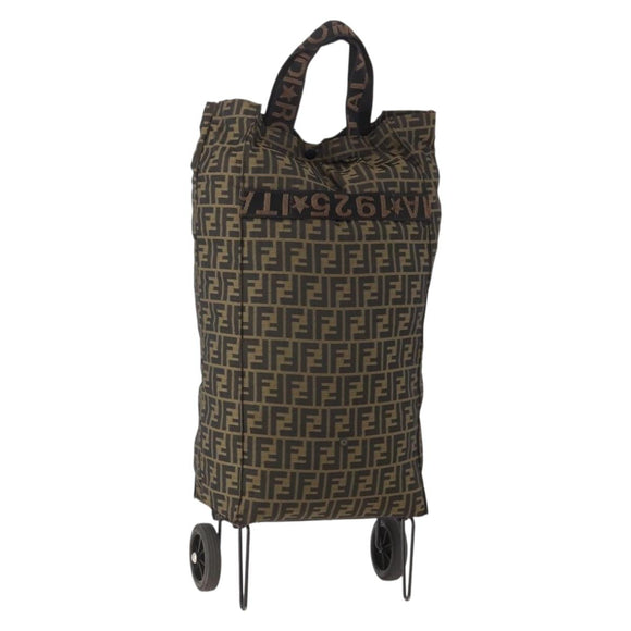 FENDI Zucca Canvas Carry Bag Black Brown Auth ti3887A