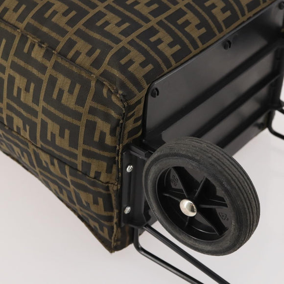 FENDI Zucca Canvas Carry Bag Black Brown Auth ti3887A