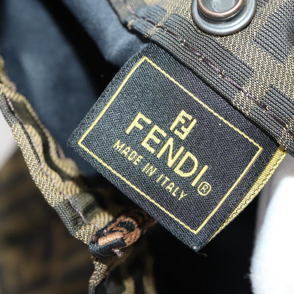 FENDI Zucca Canvas Carry Bag Black Brown Auth ti3887A