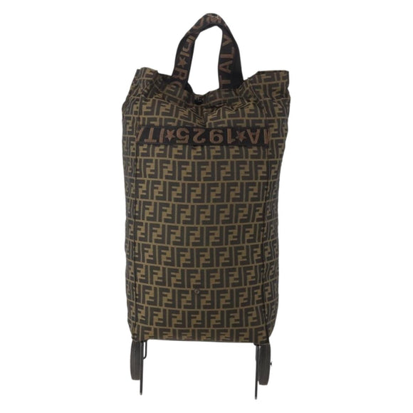 FENDI Zucca Canvas Carry Bag Black Brown Auth ti3887A