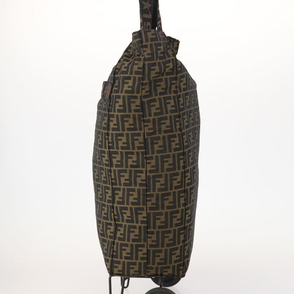 FENDI Zucca Canvas Carry Bag Black Brown Auth ti3887A
