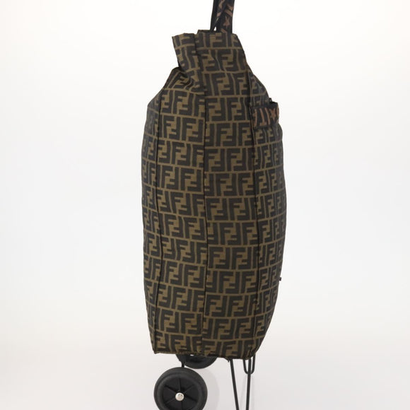 FENDI Zucca Canvas Carry Bag Black Brown Auth ti3887A