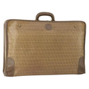 FENDI Zucchino Canvas Trunk PVC Beige Gold Auth ti3888A-1