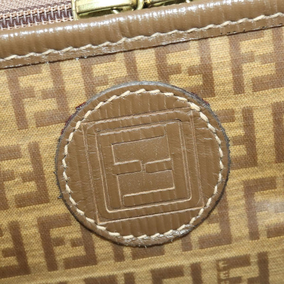 FENDI Zucchino Canvas Trunk PVC Beige Gold Auth ti3888A