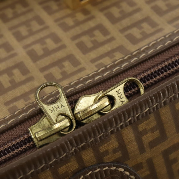 FENDI Zucchino Canvas Trunk PVC Beige Gold Auth ti3888A
