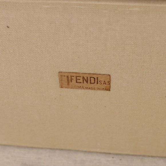 FENDI Zucchino Canvas Trunk PVC Beige Gold Auth ti3888A