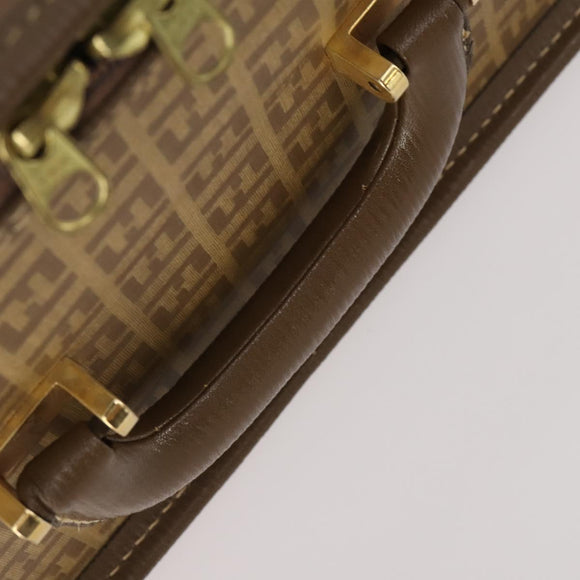 FENDI Zucchino Canvas Trunk PVC Beige Gold Auth ti3888A