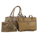 FENDI Zucchino Canvas Shoulder Bag Coated Canvas 3 Set Beige Brown Auth ti3891-1