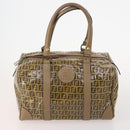 FENDI Zucchino Canvas Shoulder Bag Coated Canvas 3 Set Beige Brown Auth ti3891-2
