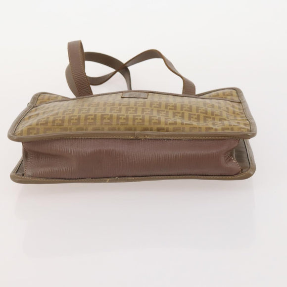 FENDI Zucchino Canvas Shoulder Bag Coated Canvas 3 Set Beige Brown Auth ti3891