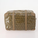 FENDI Zucchino Canvas Shoulder Bag Coated Canvas 3 Set Beige Brown Auth ti3891-7