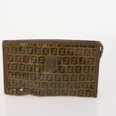 FENDI Zucchino Canvas Shoulder Bag Coated Canvas 3 Set Beige Brown Auth ti3891-9