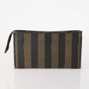 FENDI Pecan Canvas Hand Bag Nylon PVC 4 Set Brown Black Auth ti3892-15