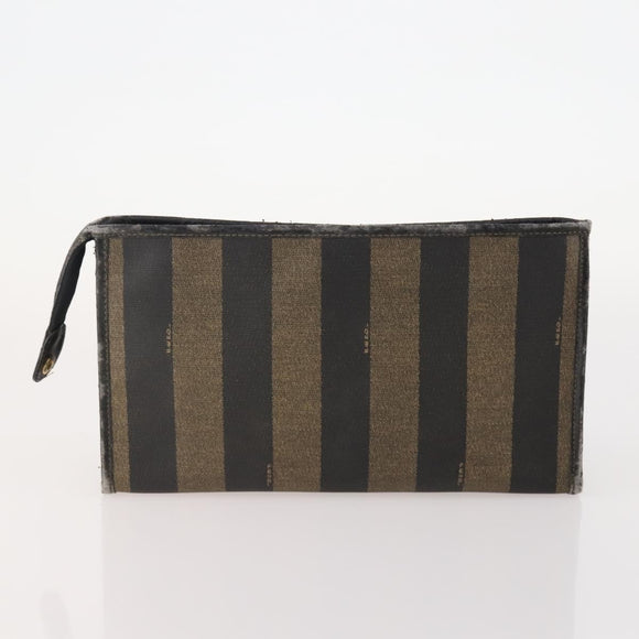 FENDI Pecan Canvas Hand Bag Nylon PVC 4 Set Brown Black Auth ti3892