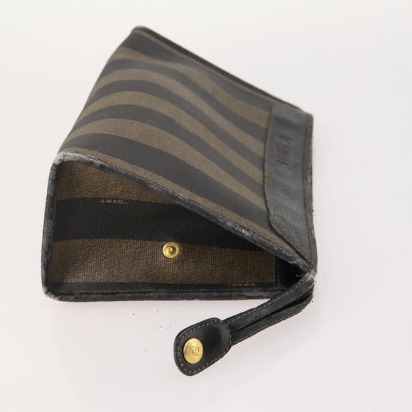 FENDI Pecan Canvas Hand Bag Nylon PVC 4 Set Brown Black Auth ti3892