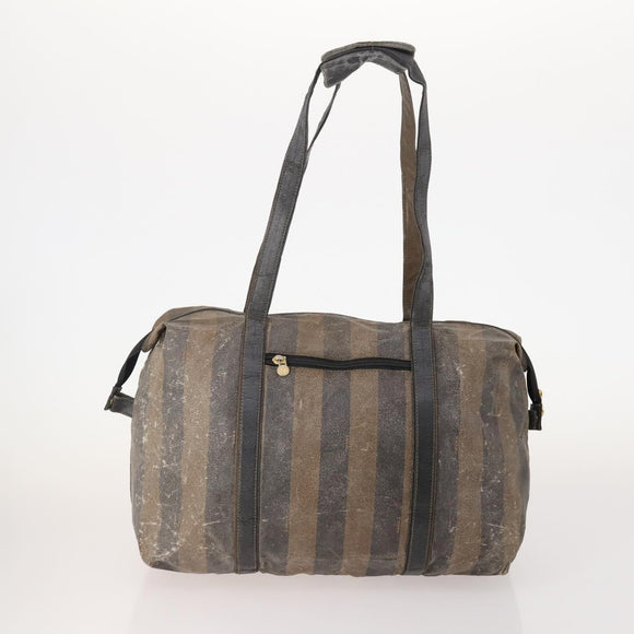 FENDI Pecan Canvas Hand Bag Nylon PVC 4 Set Brown Black Auth ti3892