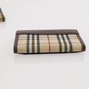 BURBERRY Nova Check Pouch Canvas Leather 3 Set Beige Black Auth ti3893-12
