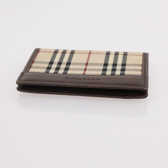 BURBERRY Nova Check Pouch Canvas Leather 3 Set Beige Black Auth ti3893