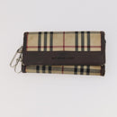 BURBERRY Nova Check Pouch Canvas Leather 3 Set Beige Black Auth ti3893-15
