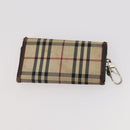 BURBERRY Nova Check Pouch Canvas Leather 3 Set Beige Black Auth ti3893-16