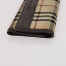 BURBERRY Nova Check Pouch Canvas Leather 3 Set Beige Black Auth ti3893-17