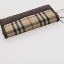 BURBERRY Nova Check Pouch Canvas Leather 3 Set Beige Black Auth ti3893-18