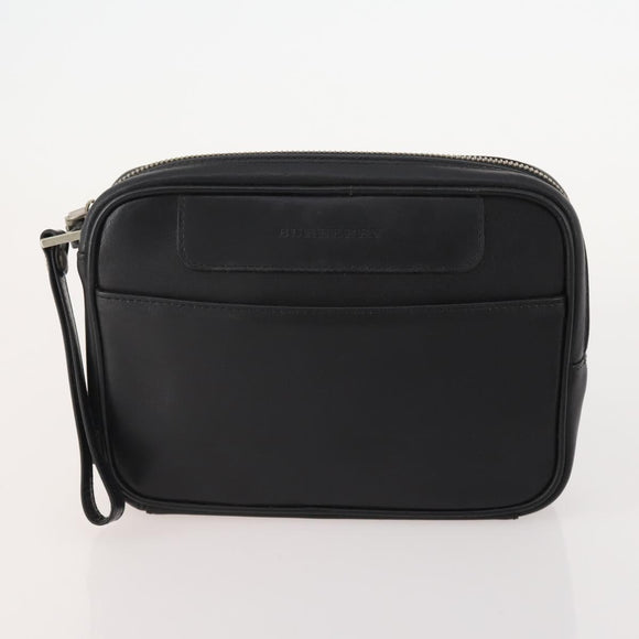BURBERRY Nova Check Pouch Canvas Leather 3 Set Beige Black Auth ti3893