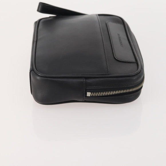 BURBERRY Nova Check Pouch Canvas Leather 3 Set Beige Black Auth ti3893