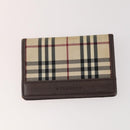 BURBERRY Nova Check Pouch Canvas Leather 3 Set Beige Black Auth ti3893-9