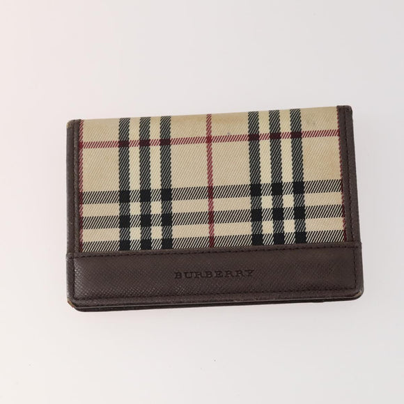 BURBERRY Nova Check Pouch Canvas Leather 3 Set Beige Black Auth ti3893