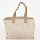 CHANEL New Travel Line Tote Bag Nylon 2 Set Beige CC Auth ti3894-11